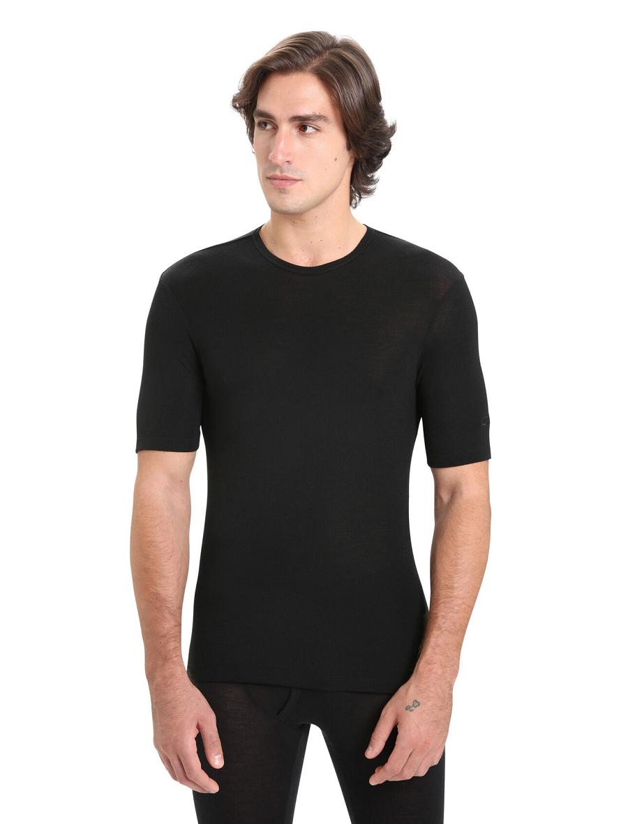 Base Layers Icebreaker Merino 175 Everyday Krótkie Sleeve Crewe Thermal Top Męskie Czarne | PL 1569UZGT